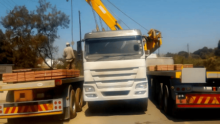 Recovery operation of goods from two damaged trucks